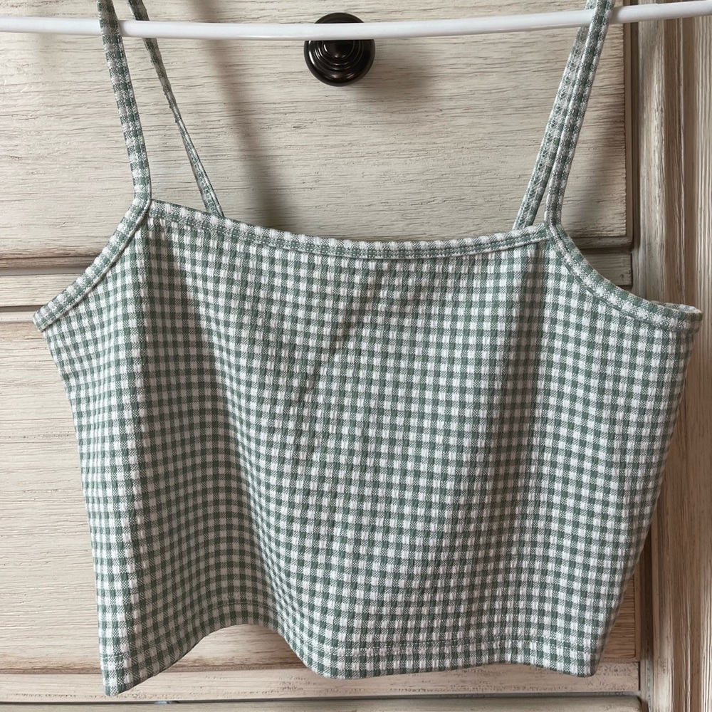 Cropped plaid tank top